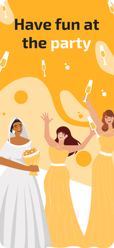 Party Planner Guest List - Illustration d'une mariée et de ses demoiselles d'honneur célébrant un mariage