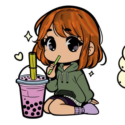 girl drinking boba tea