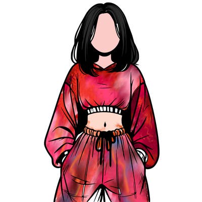 realistic girl faceless with baggy pants and a crop top