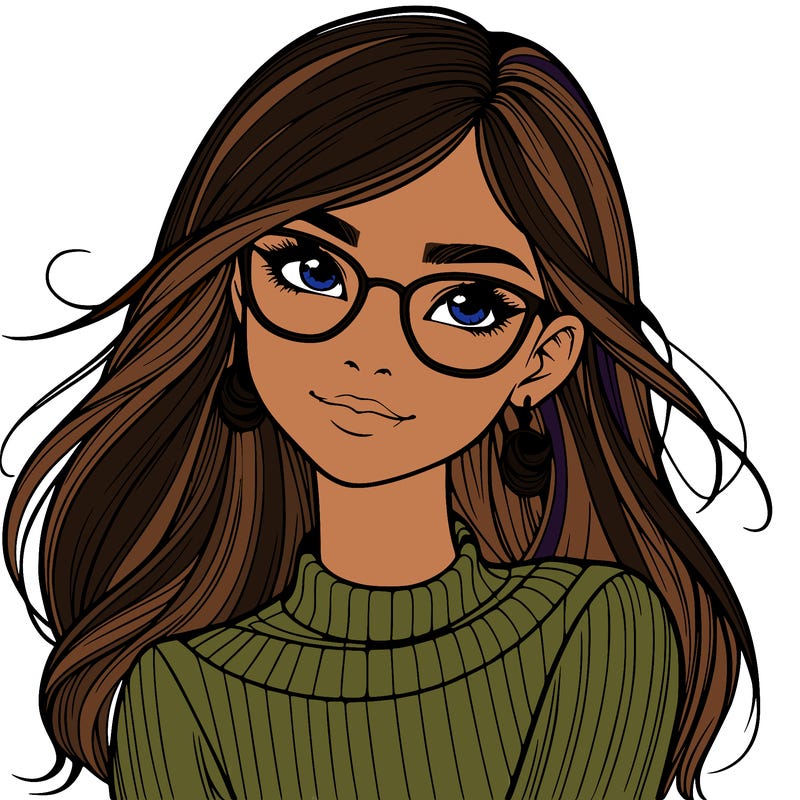 realistic girl with glasses