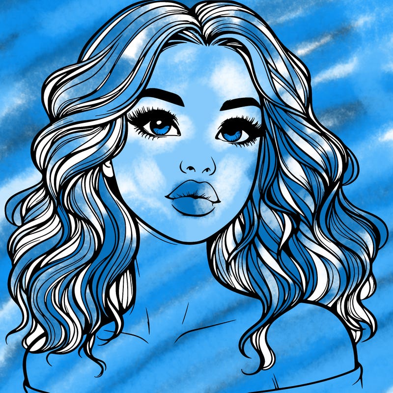 realistic girl with wavy hair and lips