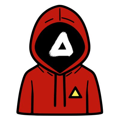 a person with non face waering a hoodie with a small triangle symbol