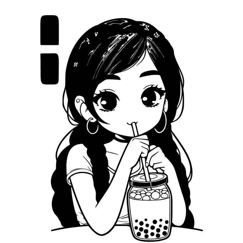 realistic girl with braided hair drinking boba