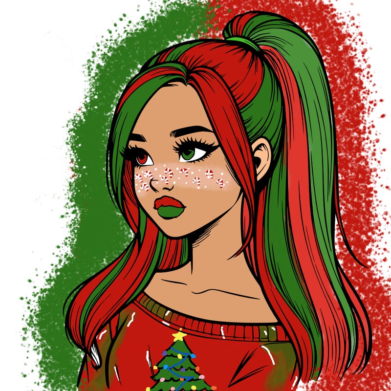 realistic girl with a high ponytail