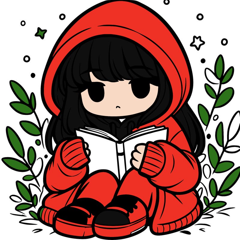 girl in oversized hoodie reading a book