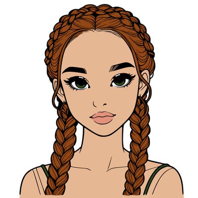 realistic girl with braids