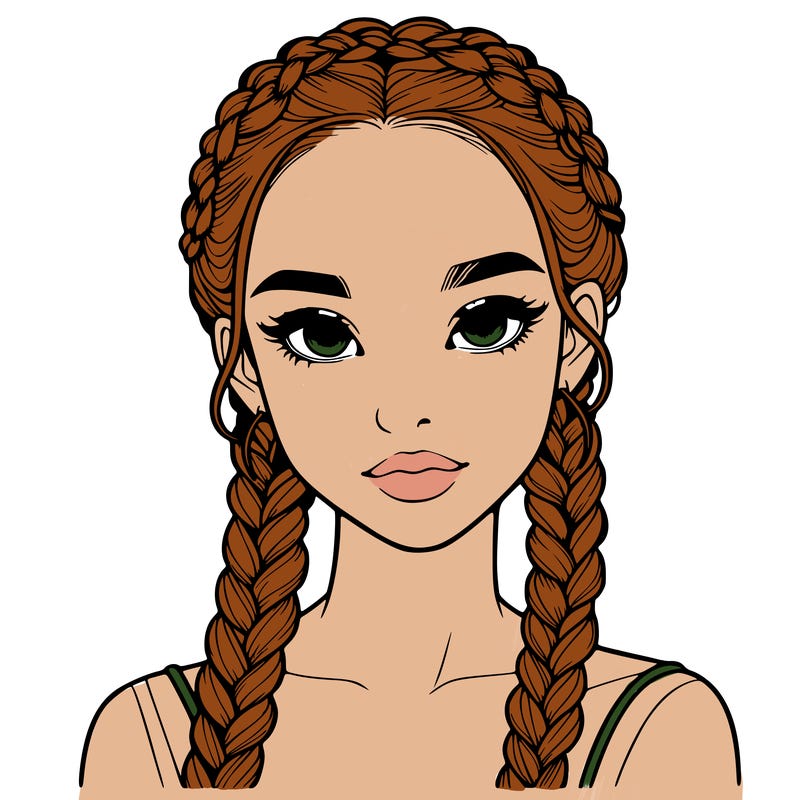 realistic girl with braids