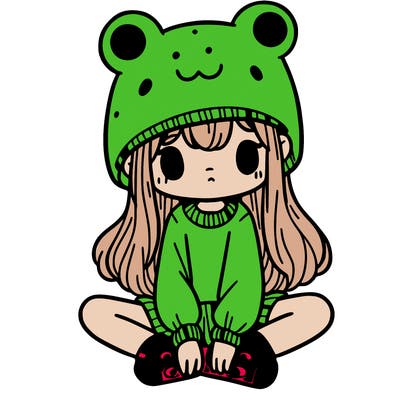 a girl wearing a frog hat and some frog socks