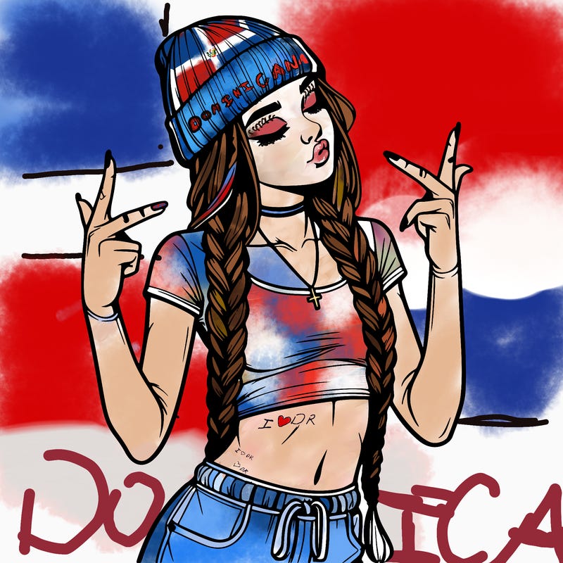 realistic teenage girl with braids and a beanie and crop top doing 🫶🏼