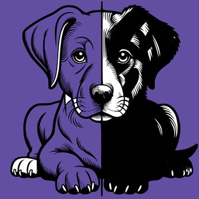 realistic dog split picture