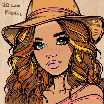 realistic girl with hat