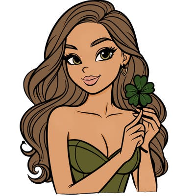 beautiful woman  carrying a clover