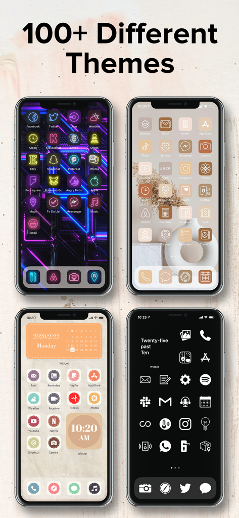 My Icon Changer - Cuatro temas diferentes de pantalla de inicio estética para iPhone de la aplicación My Icon Changer