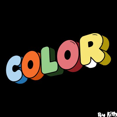 a sign that says color in bubble writing