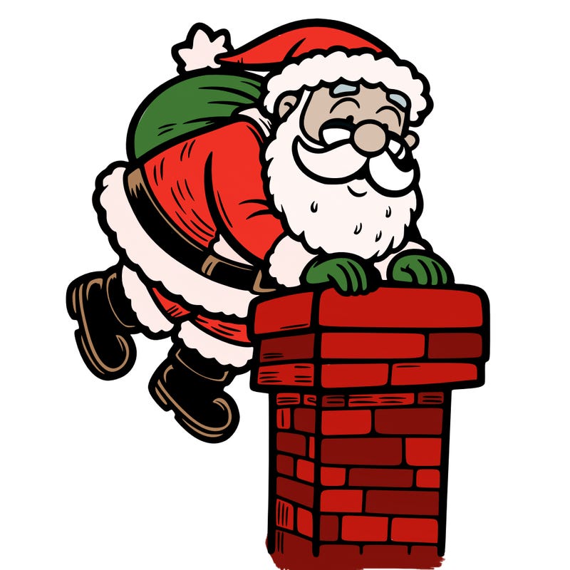 santa climbing down a chimney