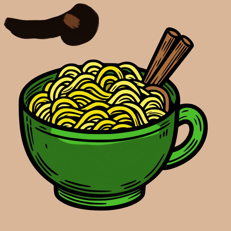 a cup of noddles