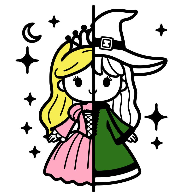 split princess and witch