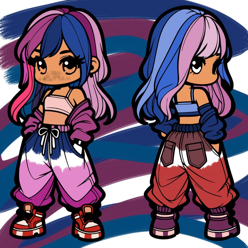 girl in crop top and baggy pants