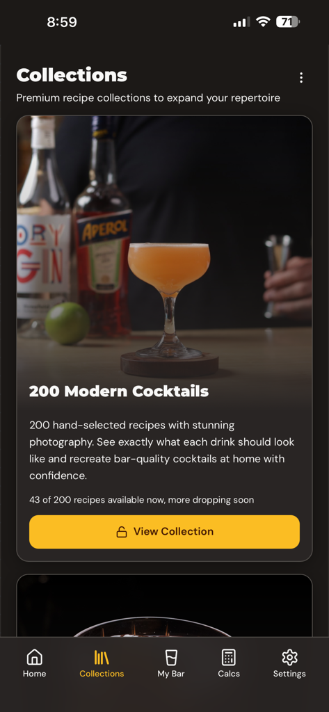 Cocktails by Steve - Cocktails by Steve app showing the premium modern cocktail recipes collection