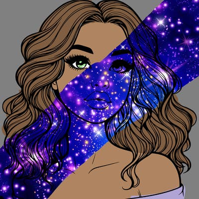 realistic girl with wavy hair and lips