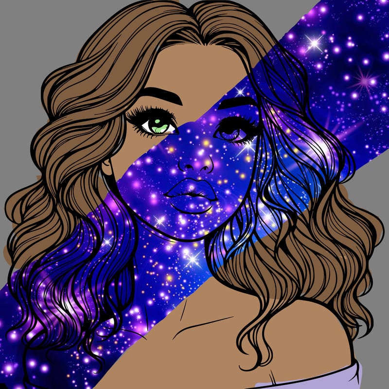 realistic girl with wavy hair and lips