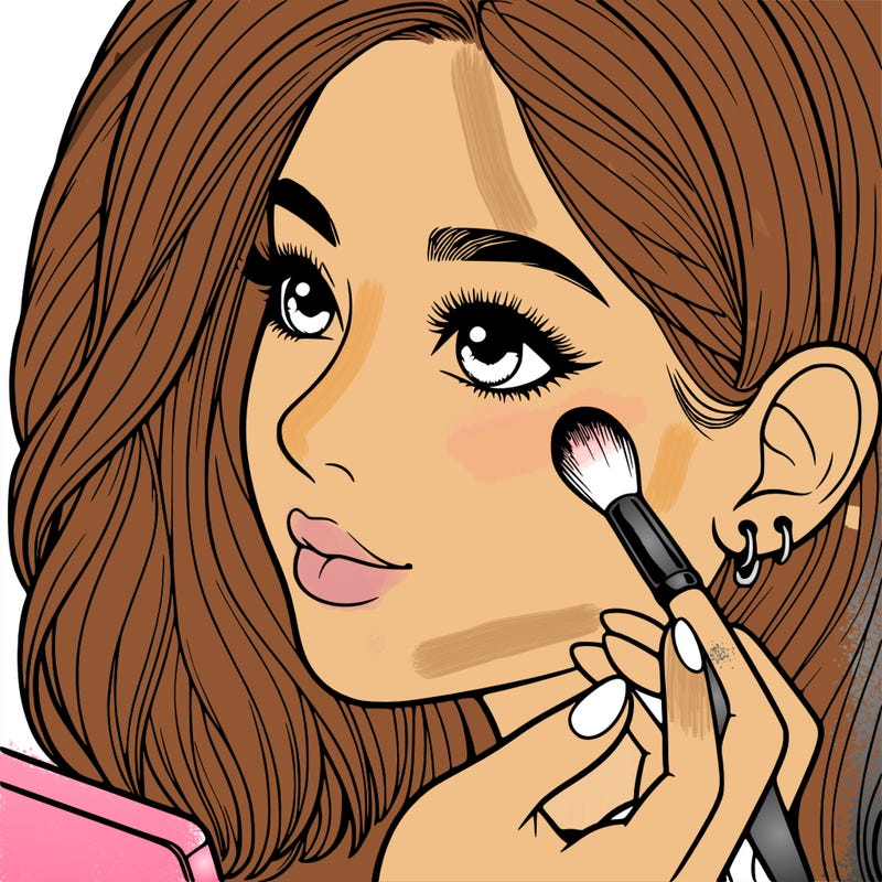 a realistic girl doing her makeup