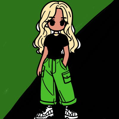 girl in crop top and baggy pants