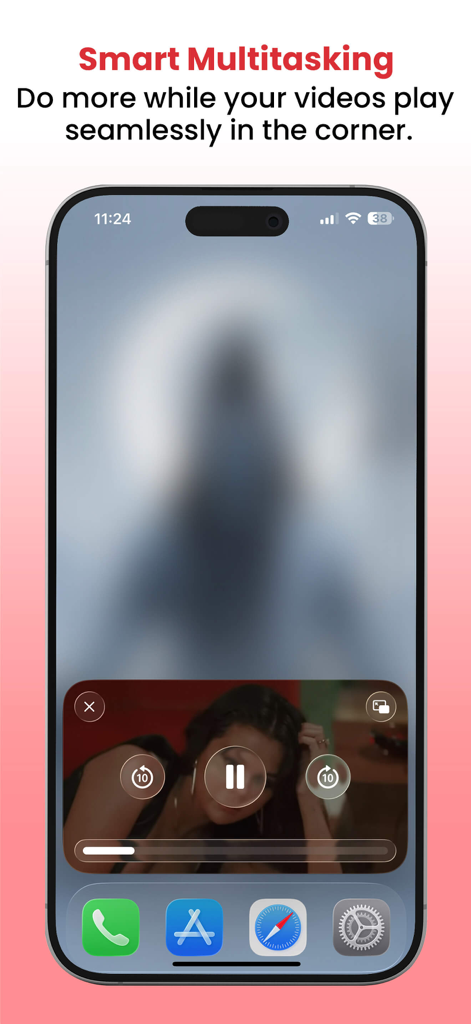 VidTube - PIP Video Player - VidTube mobile app showing picture in picture video player multitasking