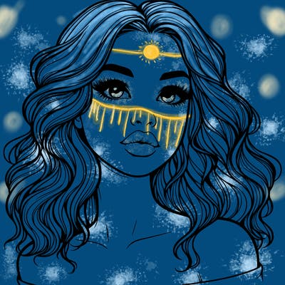 realistic girl with wavy hair and lips