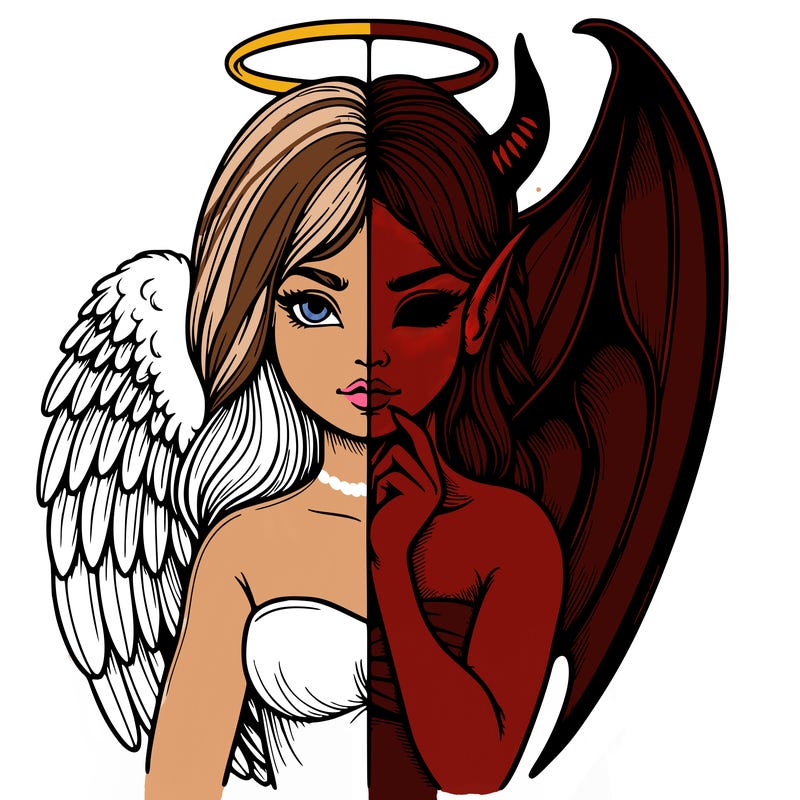 realistic angel half demon