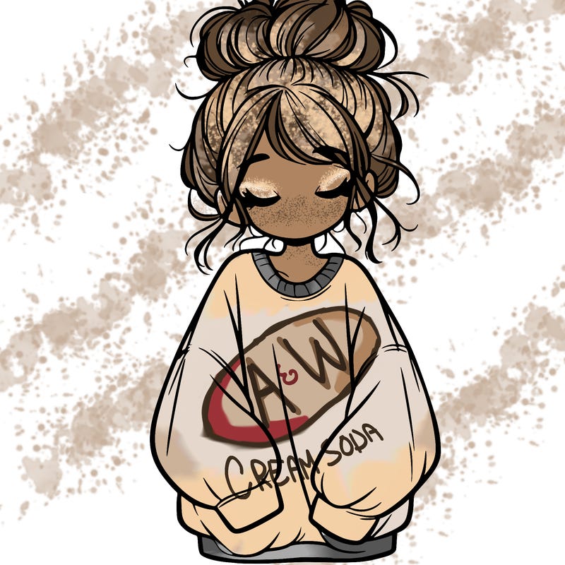 girl with baggy sweatshirt and messy bun