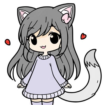 girl with cat ears and tail