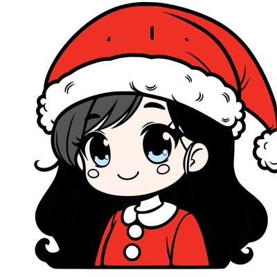 christmas girl wearing santa hat