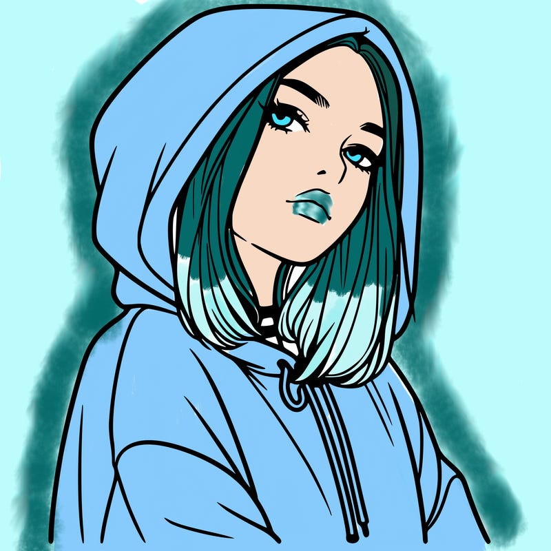 a realistic girl in a hoodie