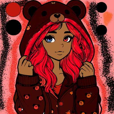 realistic girl in a animal pjs hoodie