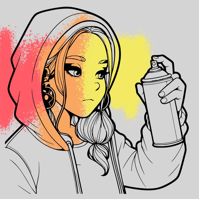 a realistic girl, spray painting