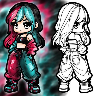 girl in crop top and baggy pants