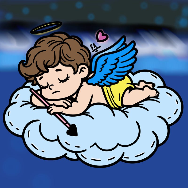 cupid asleep on a cloud
