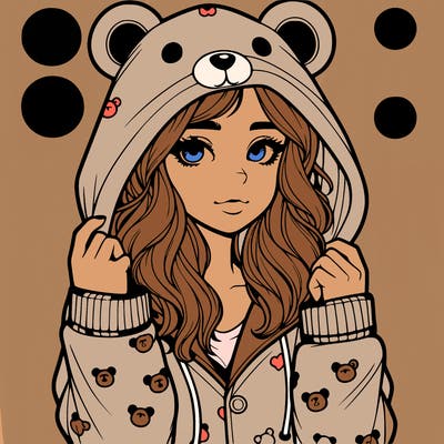 realistic girl in a animal pjs hoodie