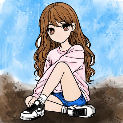 girl sitting realistic