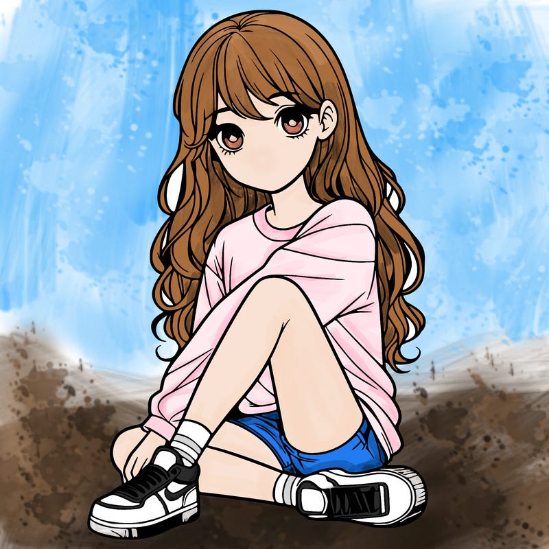 girl sitting realistic