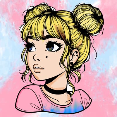 realistic girl with spacebuns