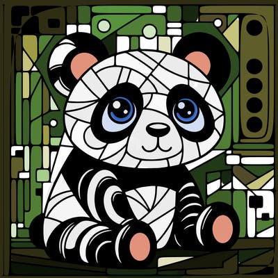 panda painting a large picasso painting