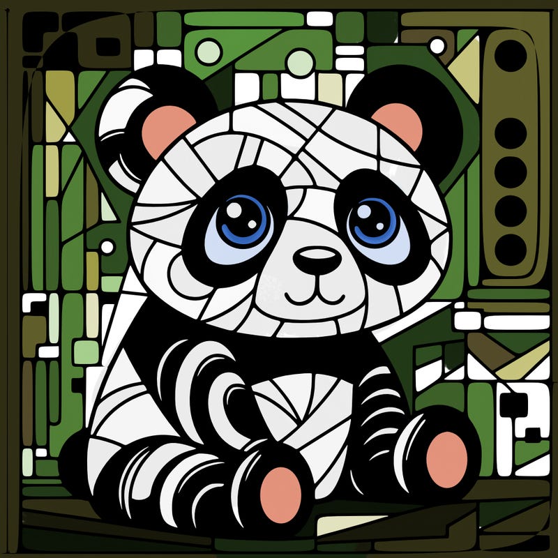 panda painting a large picasso painting