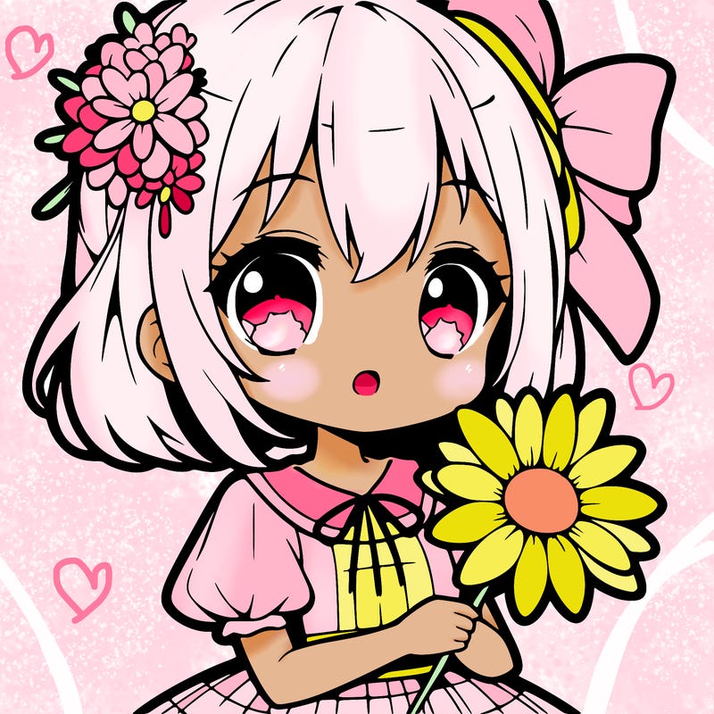 cute anime girl with a flower