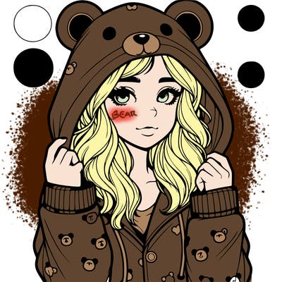 realistic girl in a animal pjs hoodie