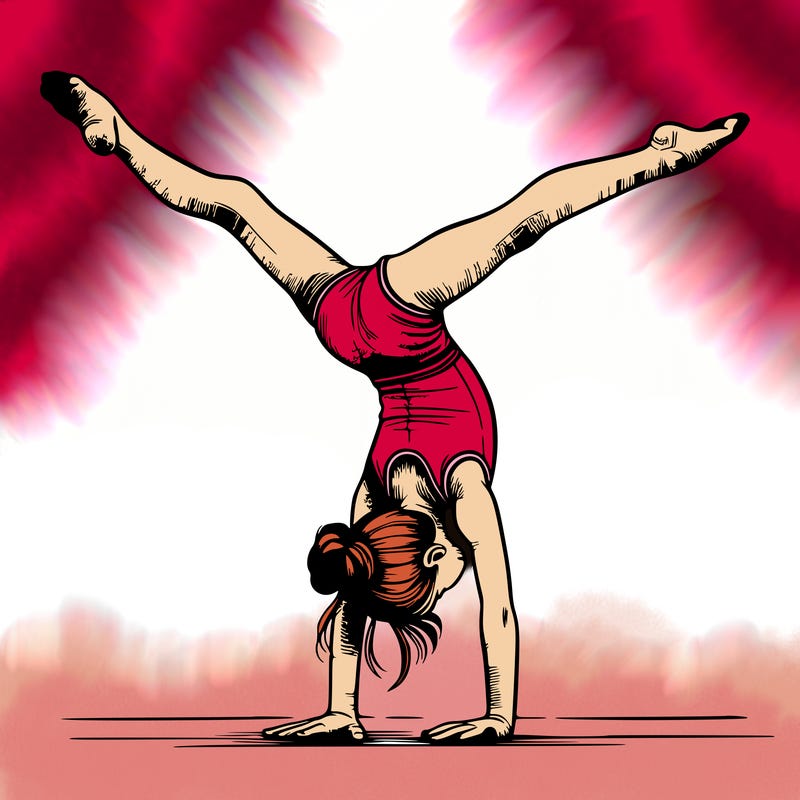 realistic gymnastic hand stand girl in four splits