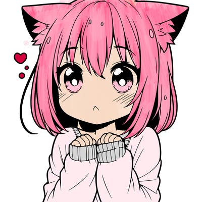 shy anime catgirl