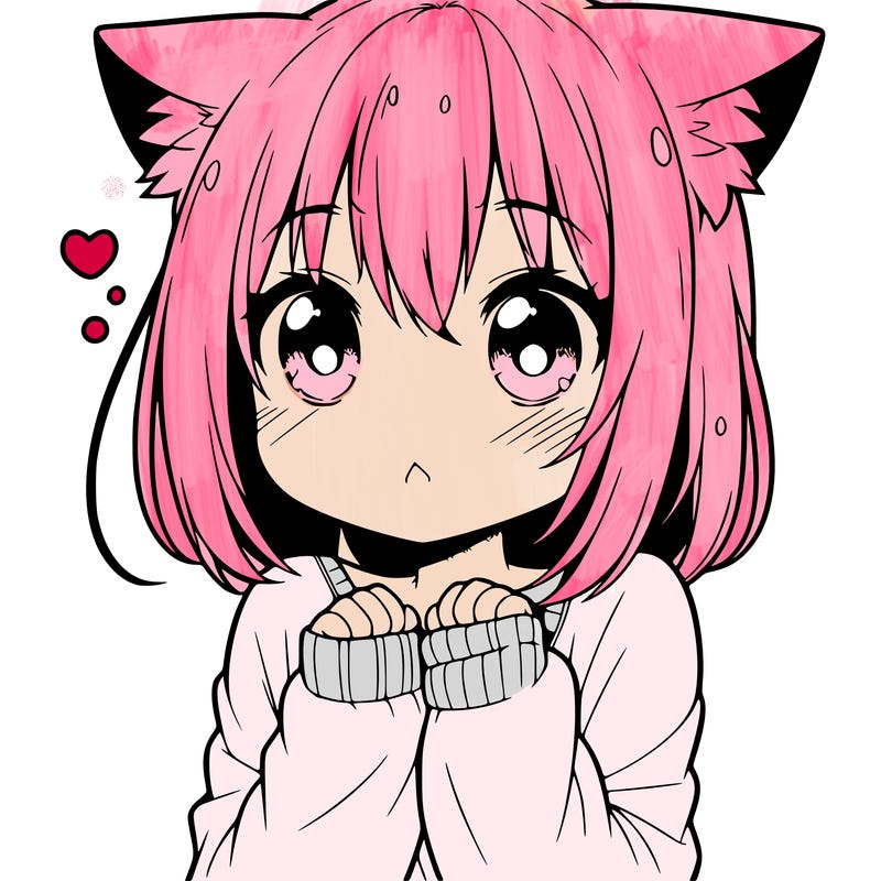 shy anime catgirl