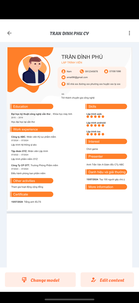 CV: Curriculum Vitae - Utilities App | MWM